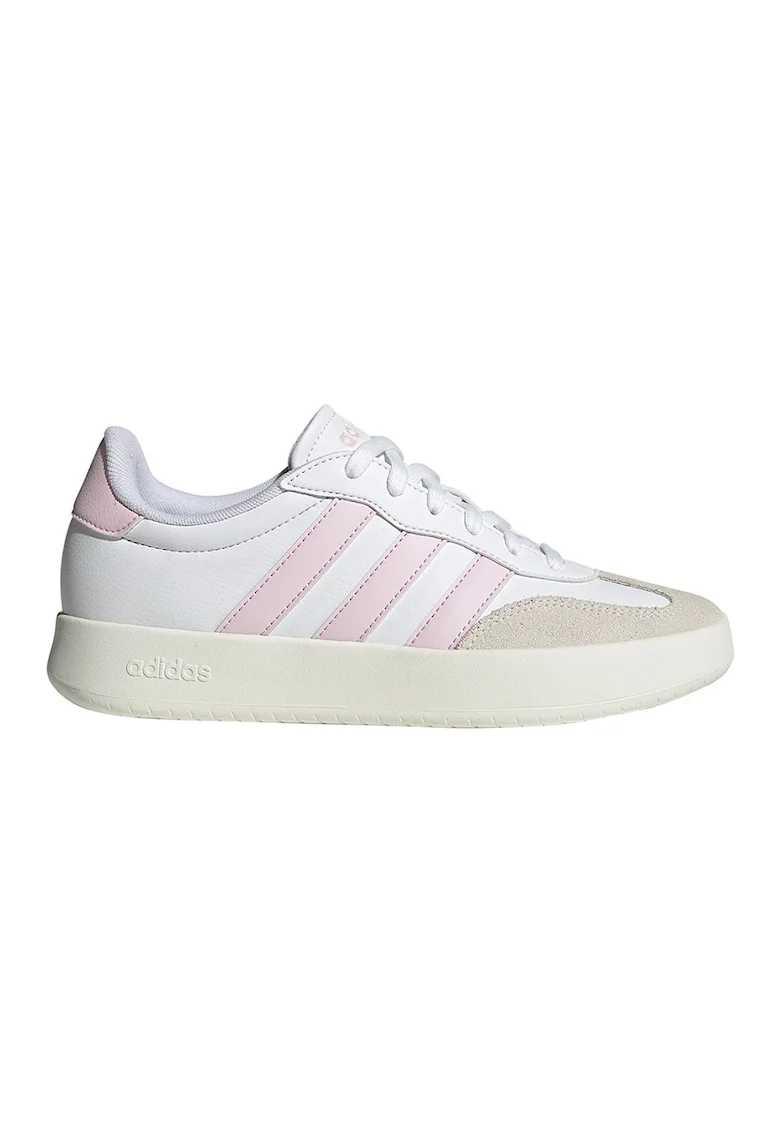 Pantofi sport Barreda din piele ecologica cu garnituri din piele intoarsa, Alb/Roz pal
