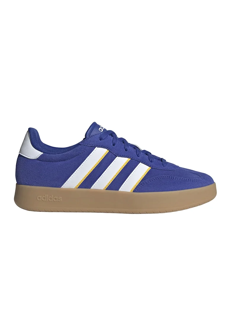 Pantofi sport din piele intoarsa cu insertii din piele ecologica Barreda, Alb/Galben/Albastru royal