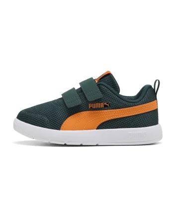 Pantofi sport Courtflex de plasa cu velcro, Portocaliu/Verde englez