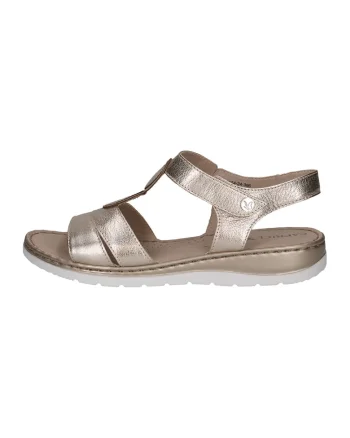 Sandale din piele cu inchidere velcro, Auriu/Maro deschis