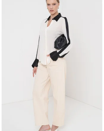 Camasa cu model colorblock Etienne, Negru/Crem