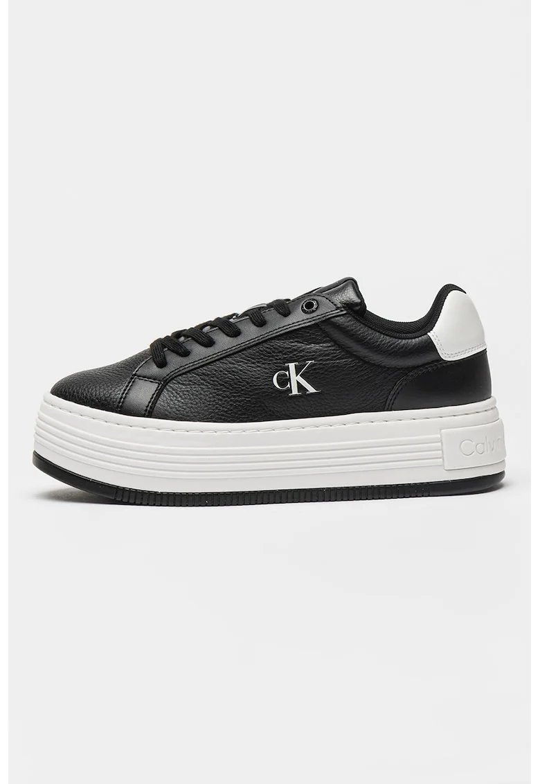 Pantofi sport cu talpa flatform si sireturi, Negru