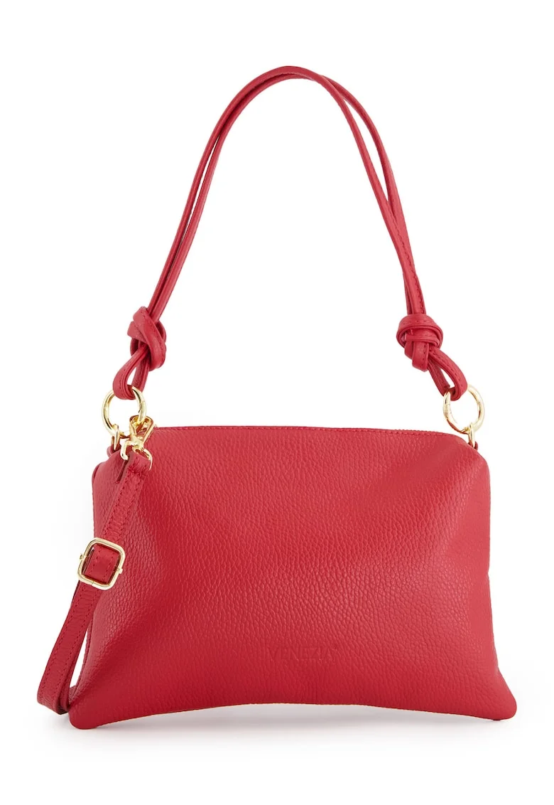 Geanta messenger  piele naturala, rosie, 20x28x4cm, curea detasabila, lungime maxima 128cm
