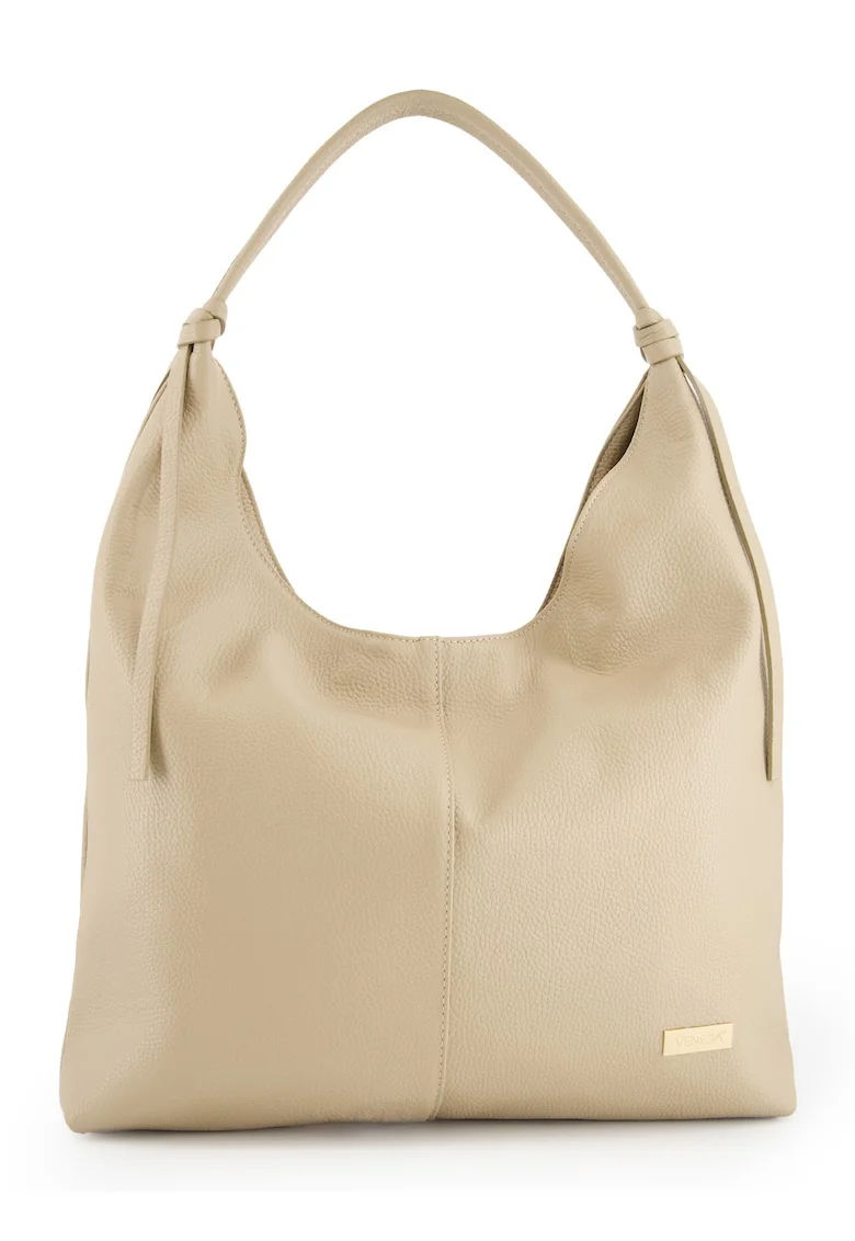 Geanta shopper dama  piele naturala, 3 buzunare interioare, bej, 44x44x5cm