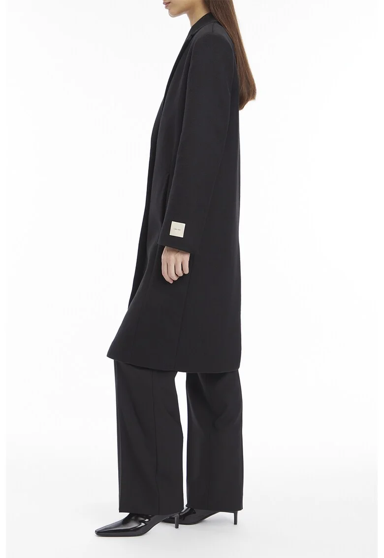 Palton relaxed fit din amestec de lana, Negru
