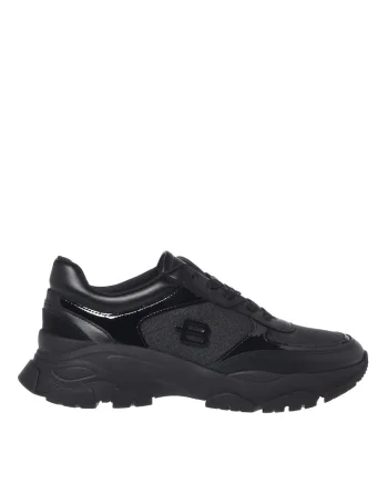 Pantofi sport din piele cu sireturi, Negru