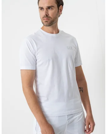 Tricou cu model uni Gircollo, Gri deschis/Alb optic