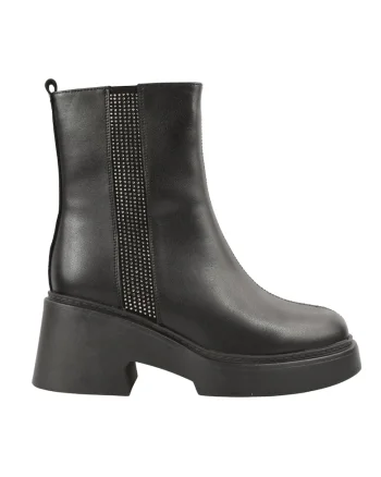 Ghete demi-wedge din piele naturala, Negru