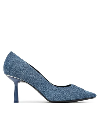 Pantofi dama,  tocuri, culoare albastru inchis, material textil,