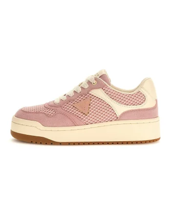 Pantofi sport cu segmente din plasa si piele intoarsa, Roz deschis