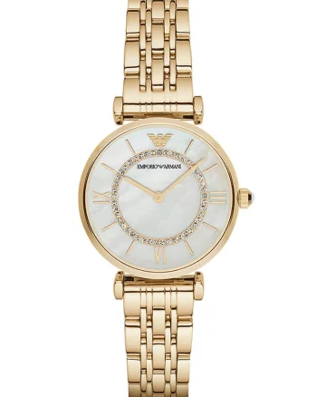 Ceas analog cu cadran Mother Of Pearls, Auriu