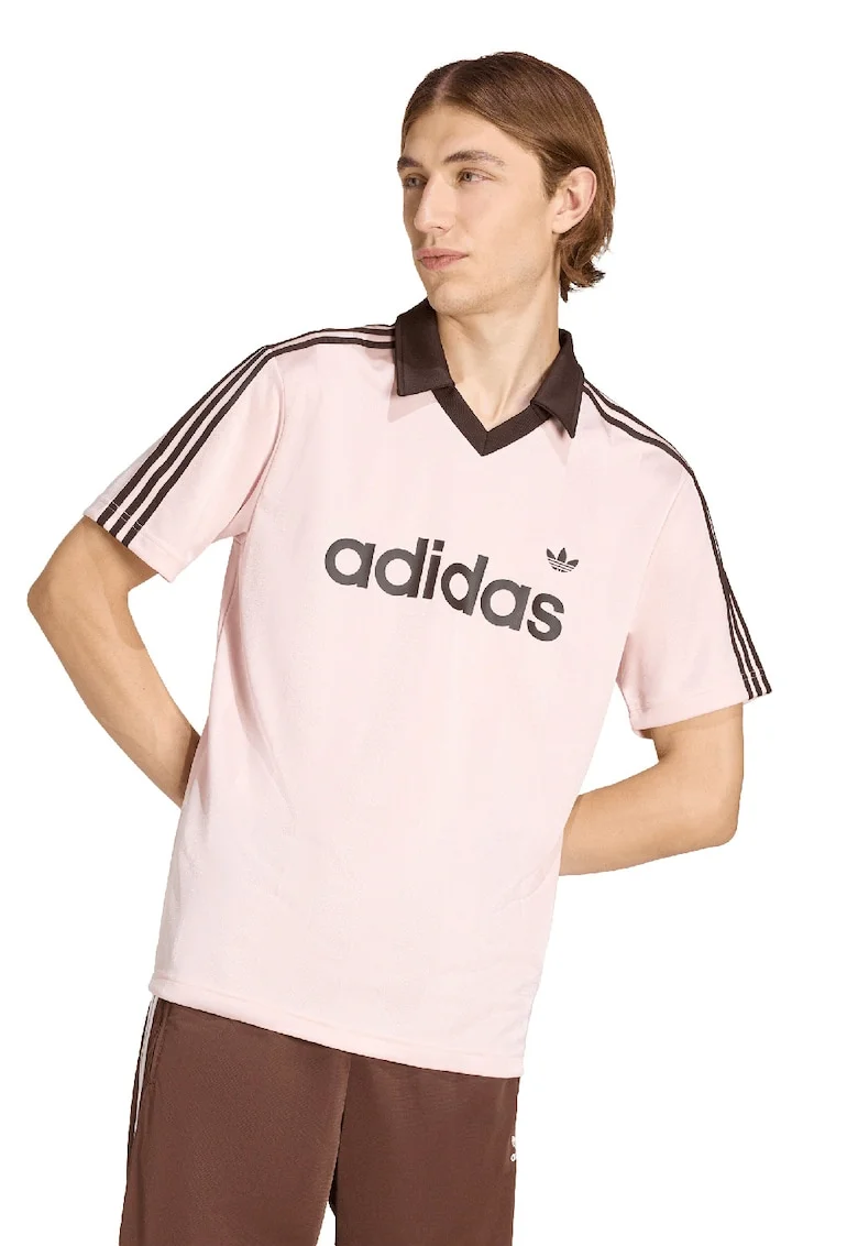Tricou polo cu logo, Maro/Roz prafuit