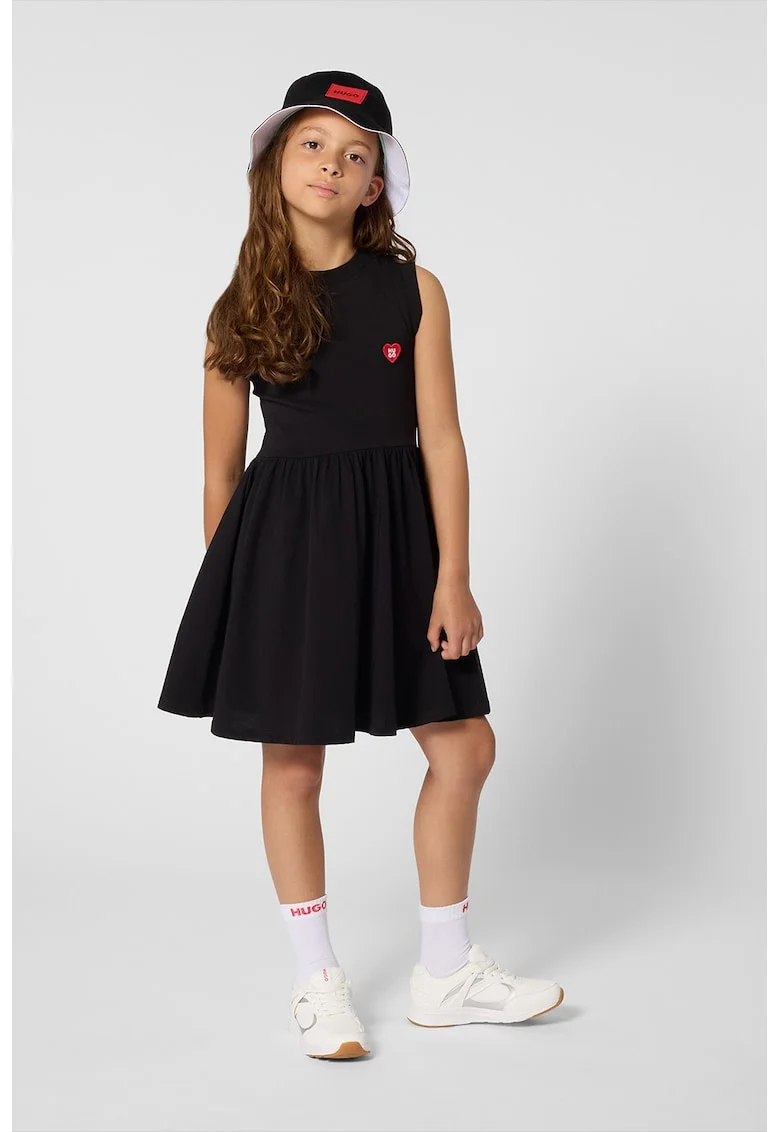 Rochie cu croiala evazata, fara maneci, Negru/Gri antracit
