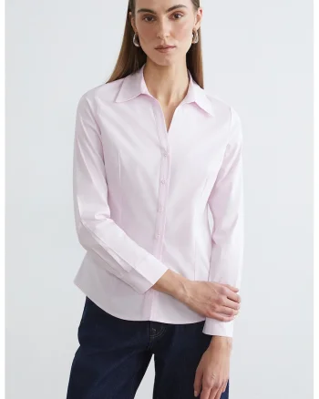 Camasa regular-fit cu guler clasic, Roz pal
