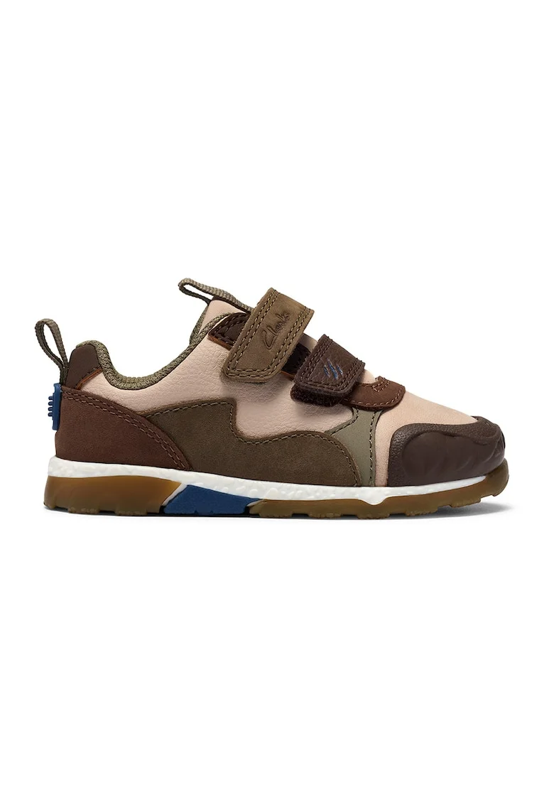 Pantofi sport de piele cu insertii de piele intoarsa Steggy2track, Maro inchis/Roz prafuit/Maro pamantiu
