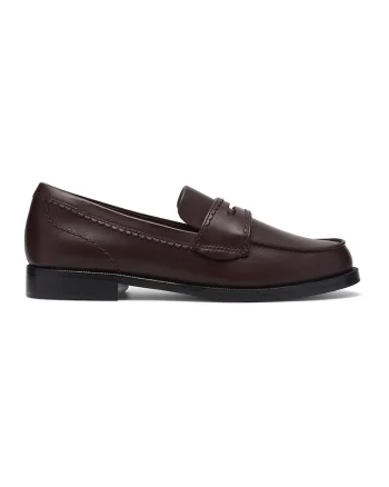 Pantofi loafer din piele cu model uni, Maro cognac