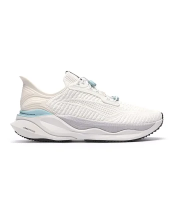 Pantofi sport din material textil cu sireturi elastice, Alb fildes/Alb murdar