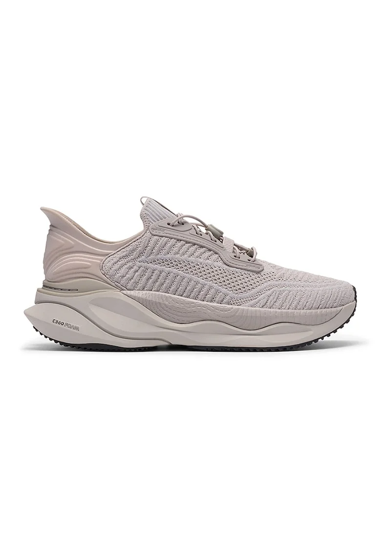 Pantofi sport din material textil cu sireturi elastice, Maro taupe deschis
