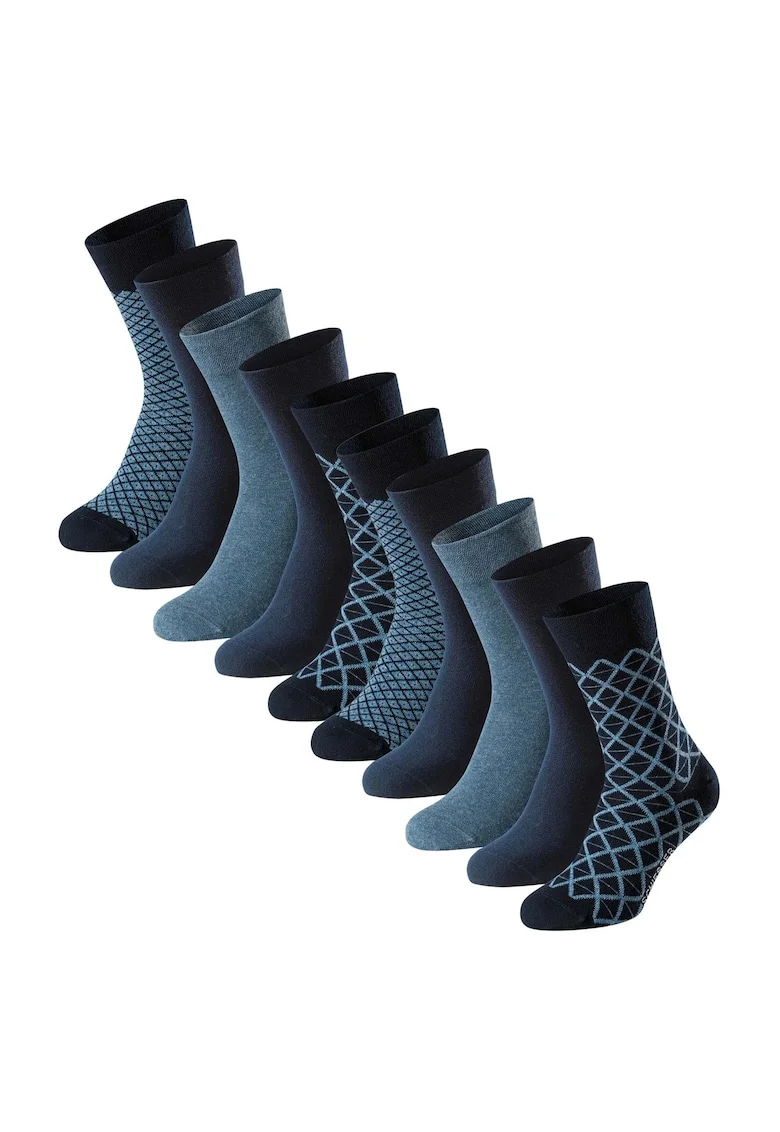 Schiesse, Set de sosete lungi cu model - 5 perechi, Albastru petrol/Bleumarin