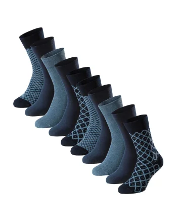 Schiesse, Set de sosete lungi cu model - 5 perechi, Albastru petrol/Bleumarin