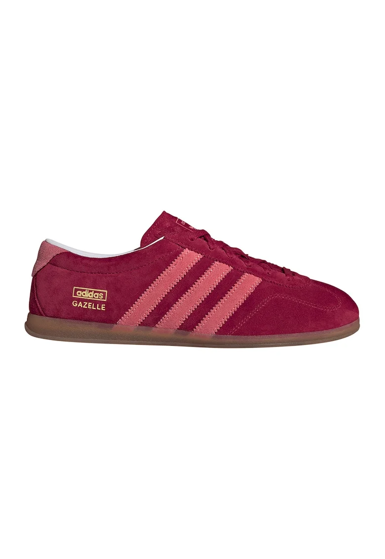 Pantofi sport Gazelle low-cut din piele intoarsa cu logo, Rosu/Roz