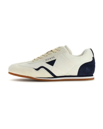 Pantofi sport low-cut cu insertii din piele intoarsa, Crem/Bleumarin