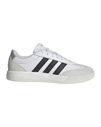 Pantofi sport din piele ecologica cu garnituri din piele intoarsa VL Court, Negru/Gri deschis/Alb optic