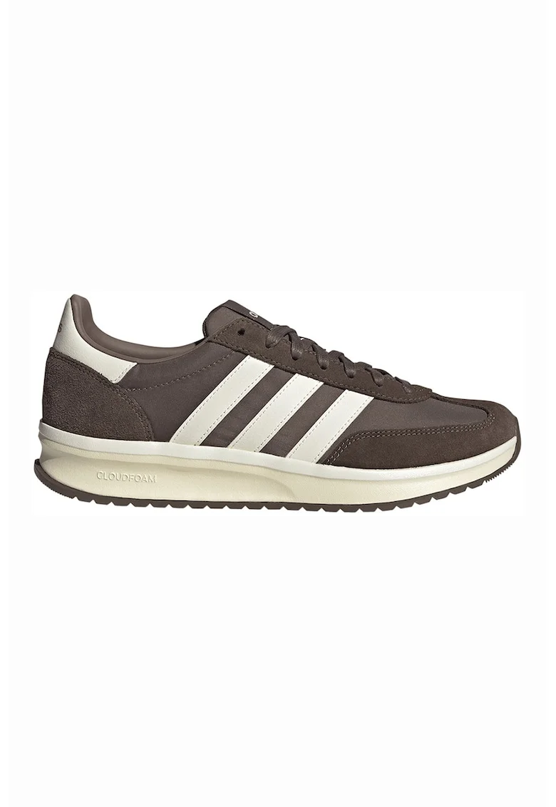 Pantofi sport Run 70s cu insertii din piele intoarsa, Alb fildes/Maro