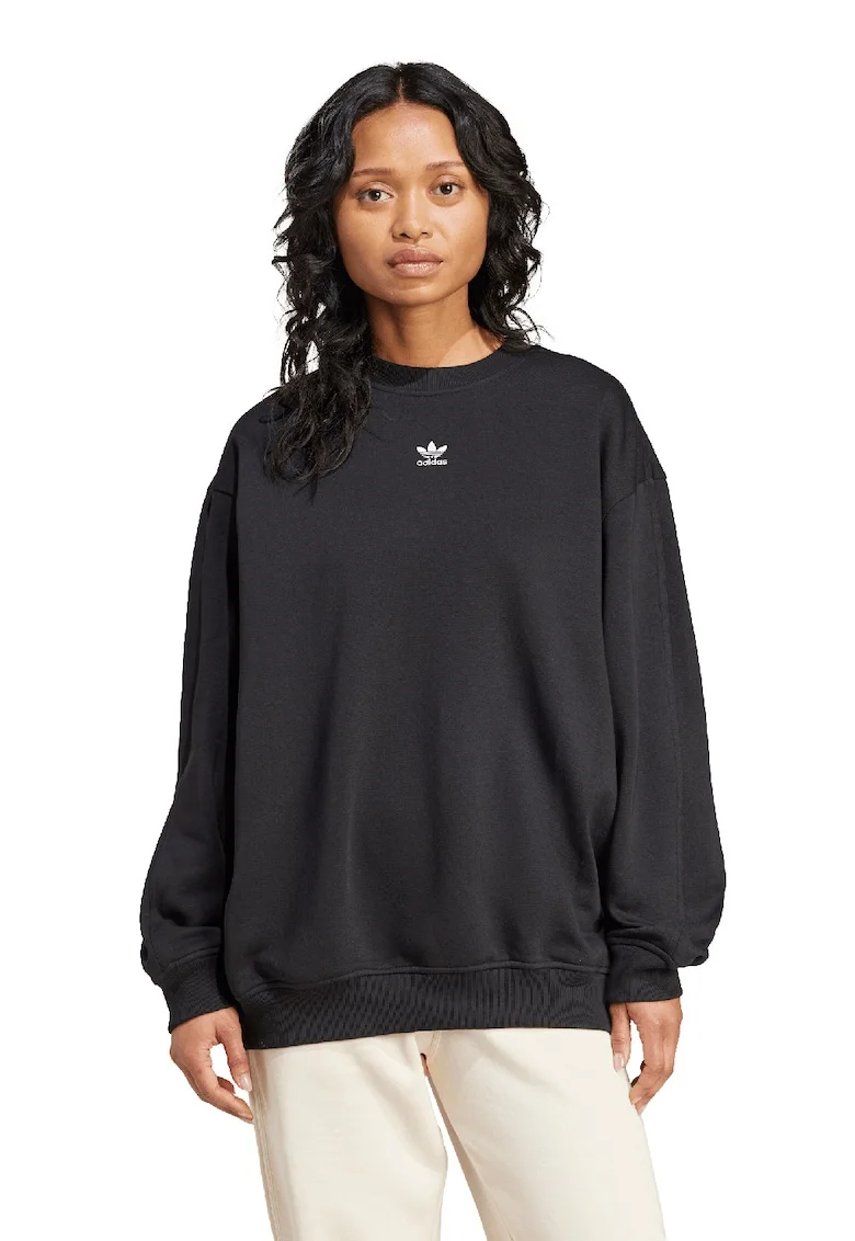 Bluza de trening supradimensionata cu captuseala calduroasa Essentials, Alb/Negru