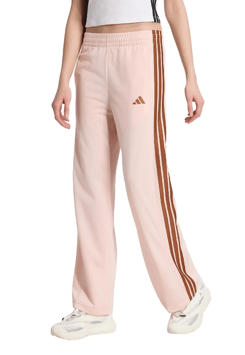 Pantaloni de trening cu croiala dreapta si logo, Maro/Roz deschis