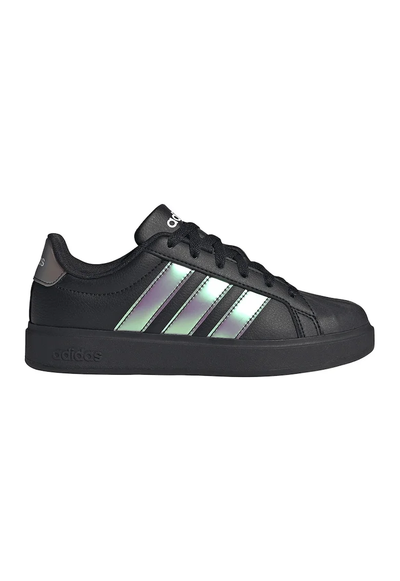 Pantofi sport din piele ecologica cu detalii holografice Street Talk, Negru/Argintiu