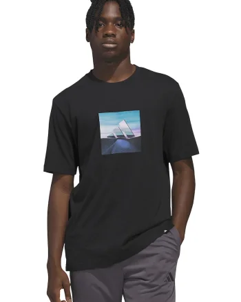 Tricou cu imprimeu foto, Negru/Albastru