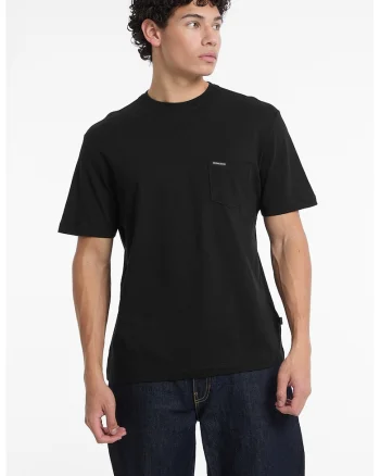 Tricou din bumbac cu buzunar pe piept, Negru