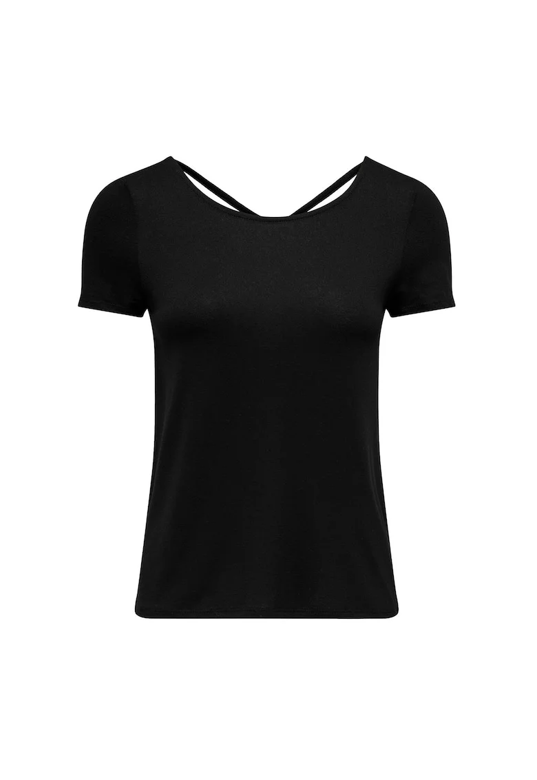 Tricou cu design incrucisat pe partea din spate, Negru