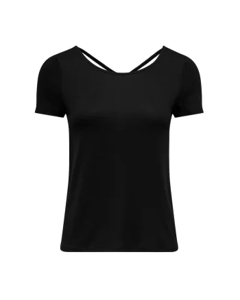 Tricou cu design incrucisat pe partea din spate, Negru