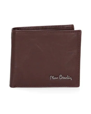 Portofel din piele cu logo metalic 168331, Maro cognac