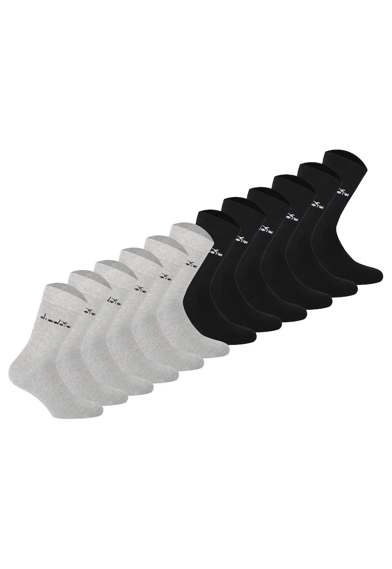 Set de sosete lungi unisex - 12 perechi, Negru/Gri deschis