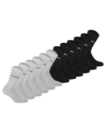 Set de sosete lungi unisex - 12 perechi, Negru/Gri deschis