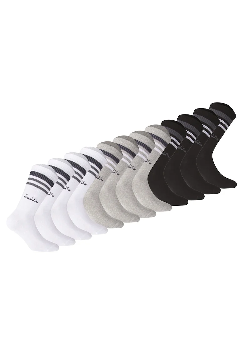 Set de sosete lungi unisex - 12 perechi, Alb/Negru/Gri