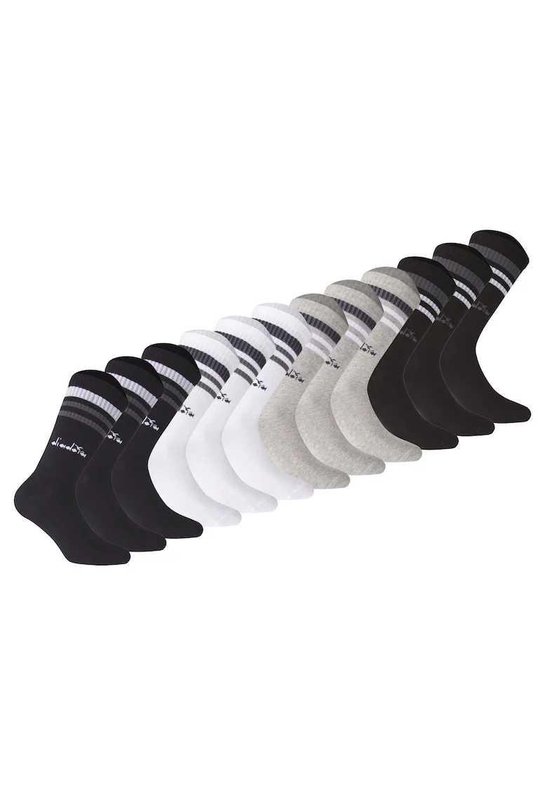 Set de sosete lungi unisex - 12 perechi, Alb/Negru/Albastru inchis
