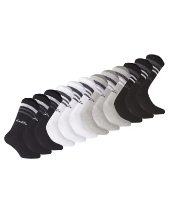 Set de sosete lungi unisex - 12 perechi, Alb/Negru/Albastru inchis
