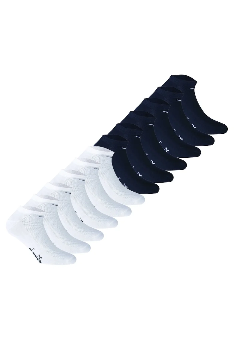 Set de sosete pana la glezna, unisex - 12 perechi, Alb/Albastru inchis