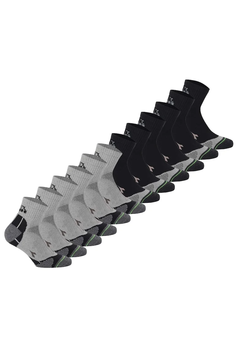Set de sosete scurte unisex - 12 perechi, Negru/Gri deschis