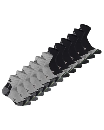Set de sosete scurte unisex - 12 perechi, Negru/Gri deschis