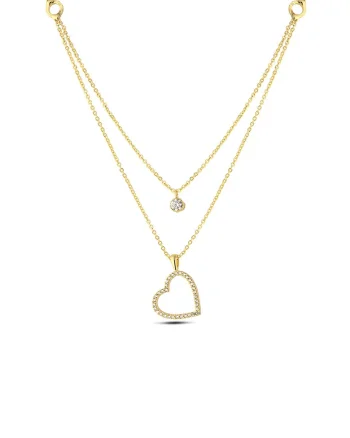 Colier cu siraguri multiple si zirconia, Auriu