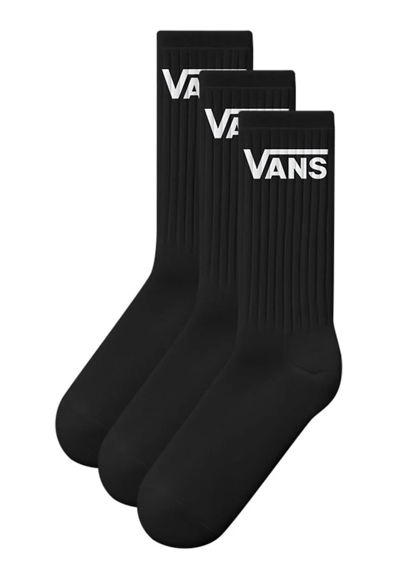 Set de sosete lungi cu logo - 3 perechi, Negru/Alb murdar