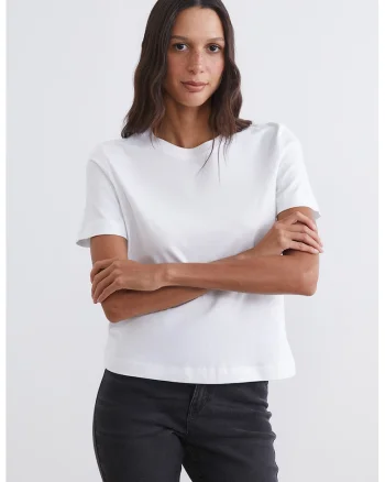 Tricou uni de bumbac, Alb optic