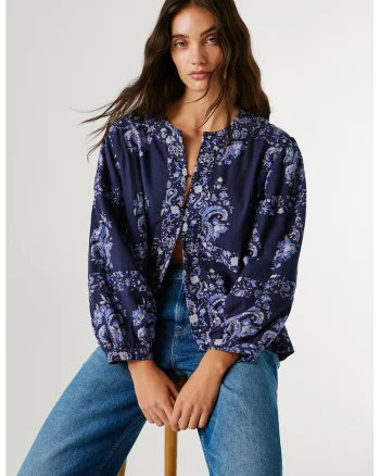 Bluza cu motive orientale Blita, Bleumarin
