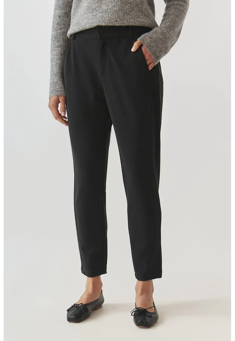 Pantaloni crop conici din amestec de modal, Negru