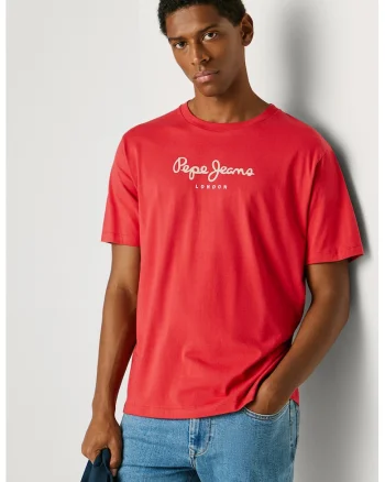 Tricou din bumbac cu imprimeu logo, Alb/Rosu corai